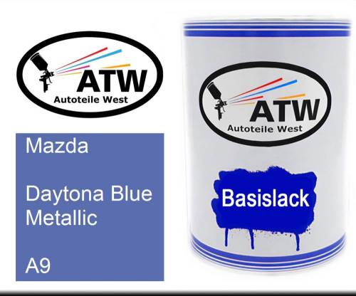 Mazda, Daytona Blue Metallic, A9: 500ml Lackdose, von ATW Autoteile West.